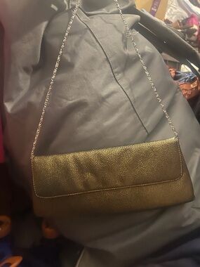 Shimmering Gold Mini Chain-Handle Evening Bag